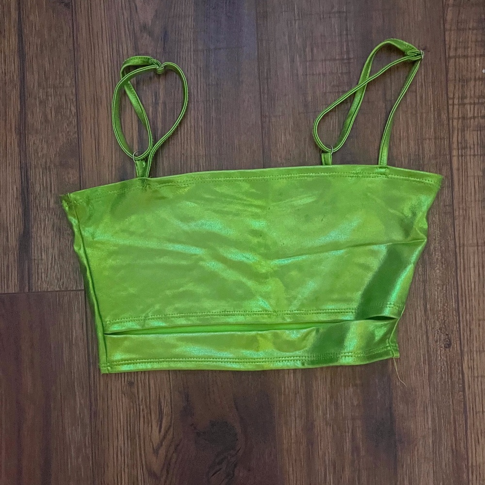 Small Metallic Green Underboob Tank Top